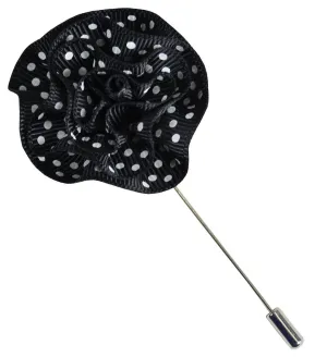 Black and White Polka Dot Lapel Flower