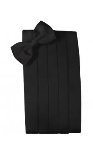 Black Satin Cummerbund and Pre-Tied Bow