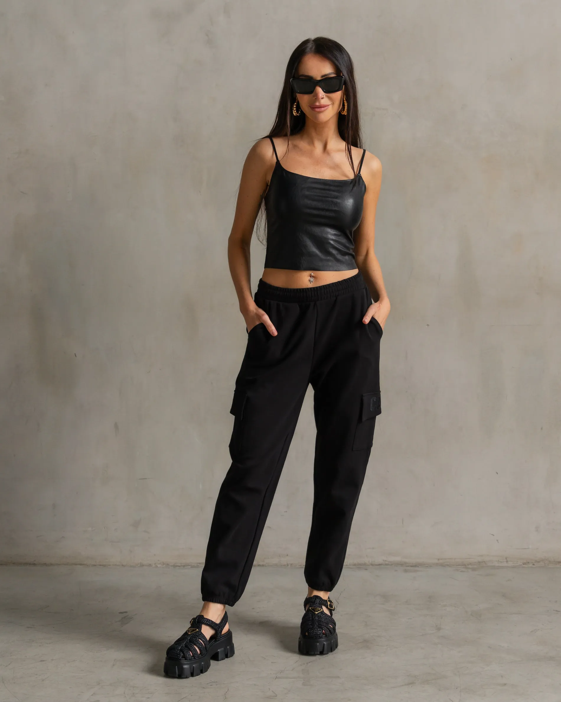 Chloe Interlock Cargo Pants Black