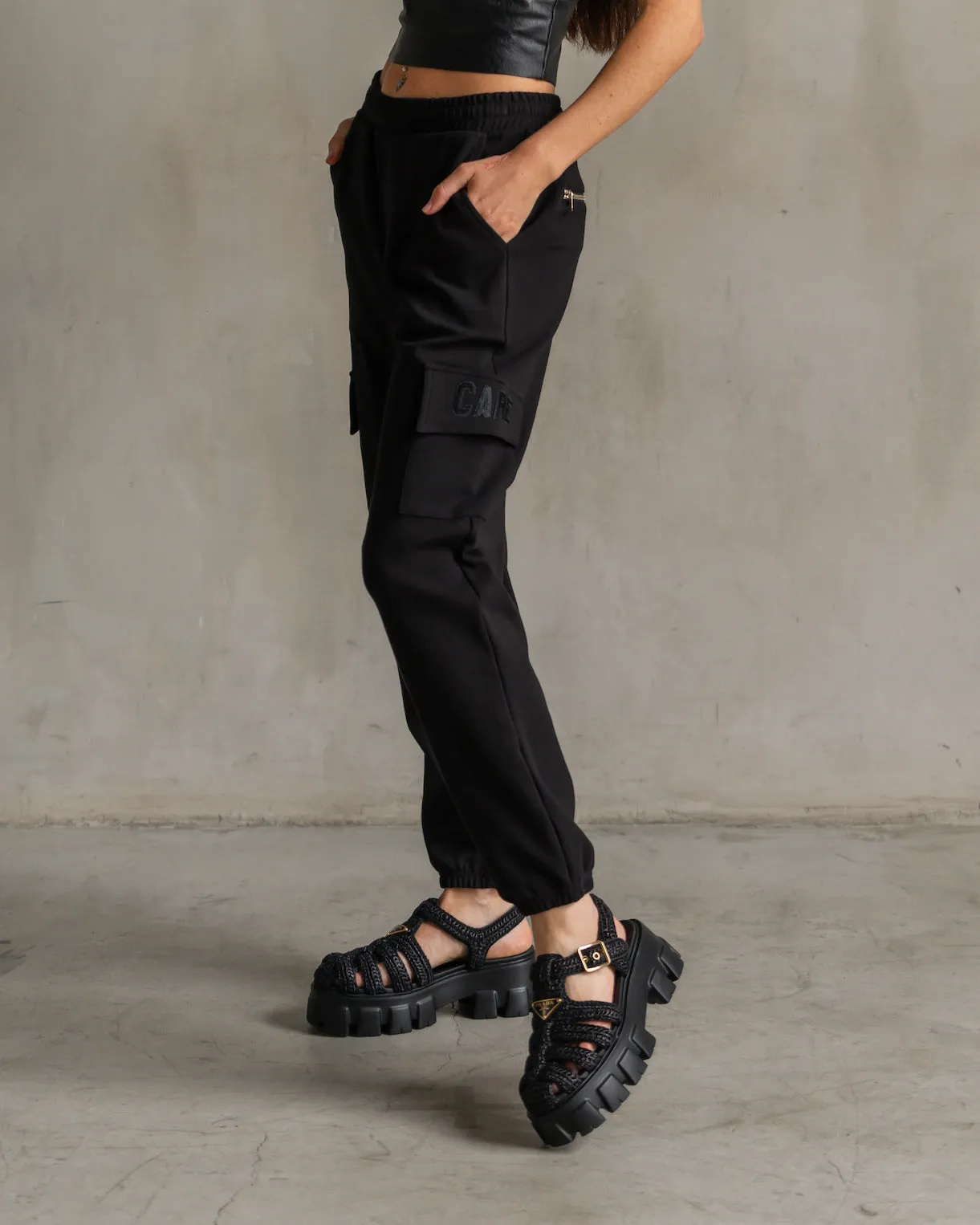 Chloe Interlock Cargo Pants Black