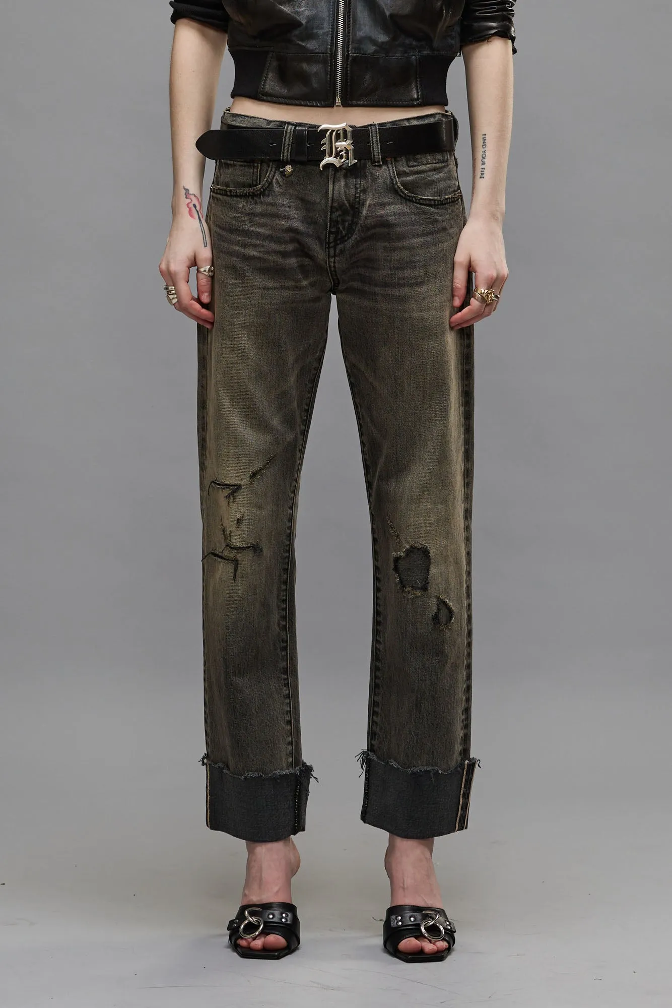 CUFFED ROMEO JEAN - HAYNE SELVEDGE BLACK