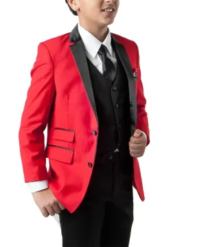 Formal Red and Black Boys Tuxedo Set