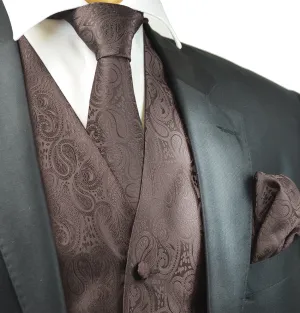 Formal Toffee Brown Paisley Tuxedo Vest Set