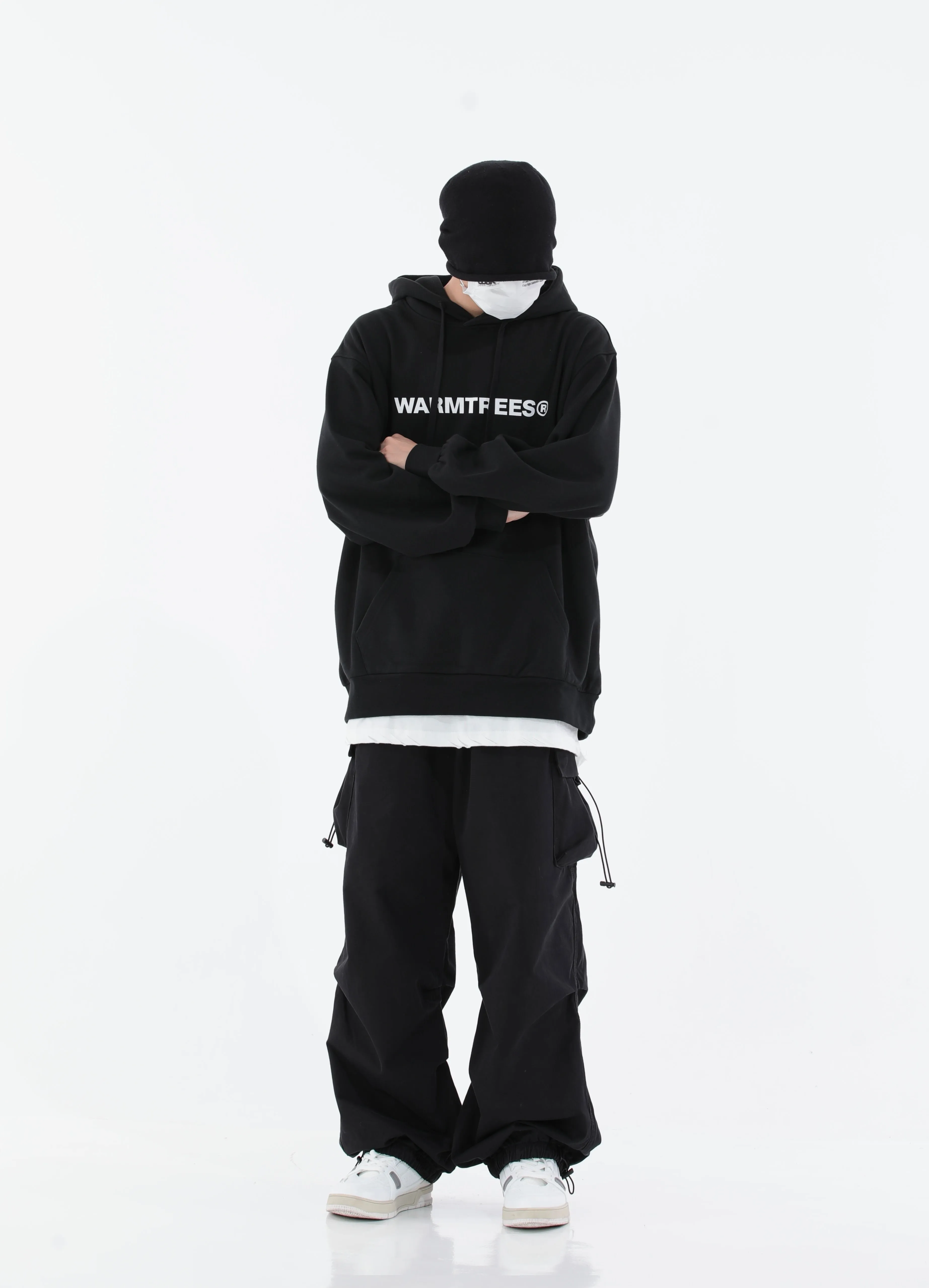 Men's Wide Leg Cargo Pant / Hip-hop High Street Large Pockets Adjustable Drawstring Jogger