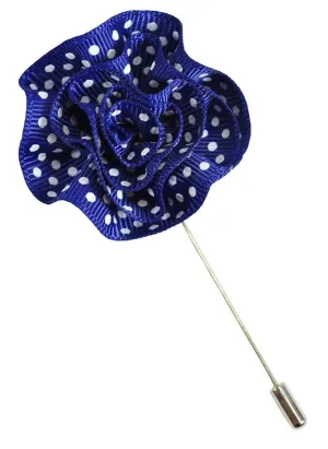 Navy and White Polka Dot Lapel Flower