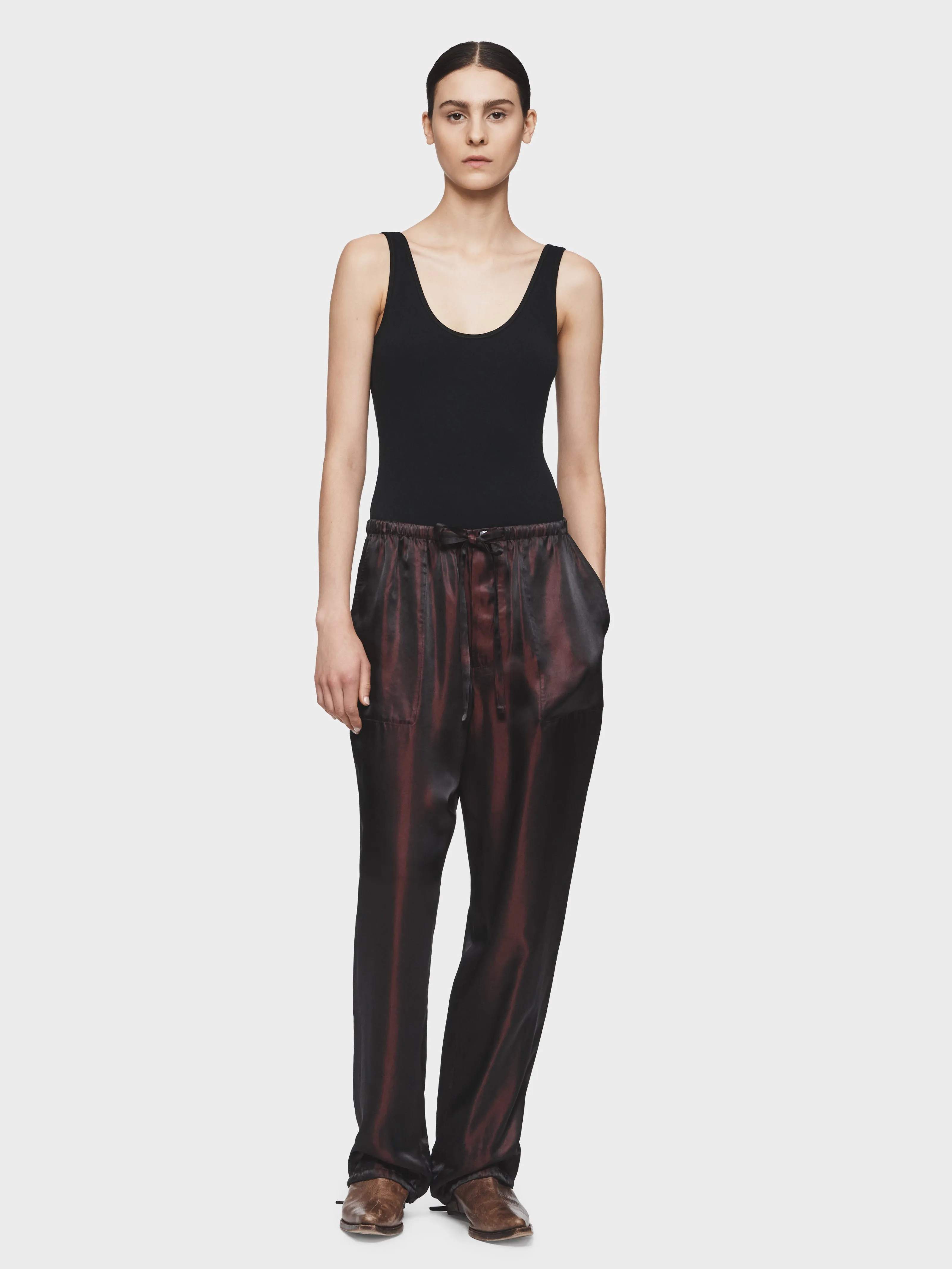 Reversible Drawstring Pant in Garnet