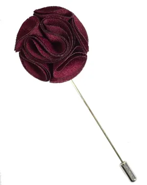 Solid Wine Red Lapel Flower