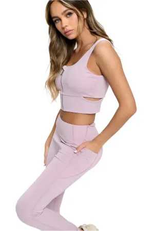 TEEK - Zip Up Crop Sports Tank Top Set