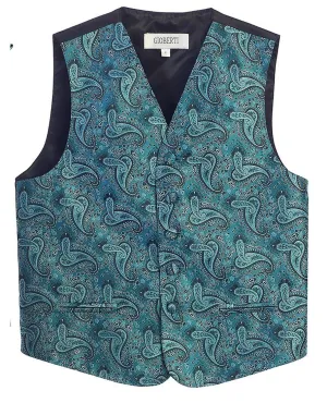 Turquoise Formal Boys Paisley Tuxedo Vest Set