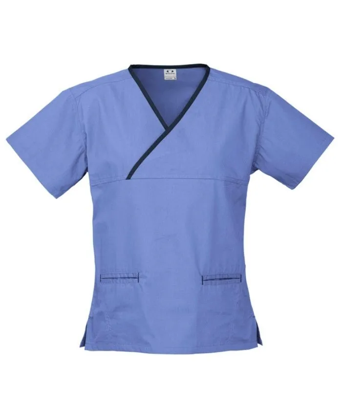 Womens Contrast Crossover Scrub Top