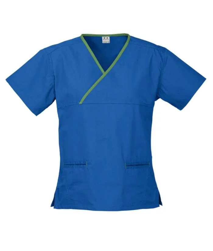 Womens Contrast Crossover Scrub Top